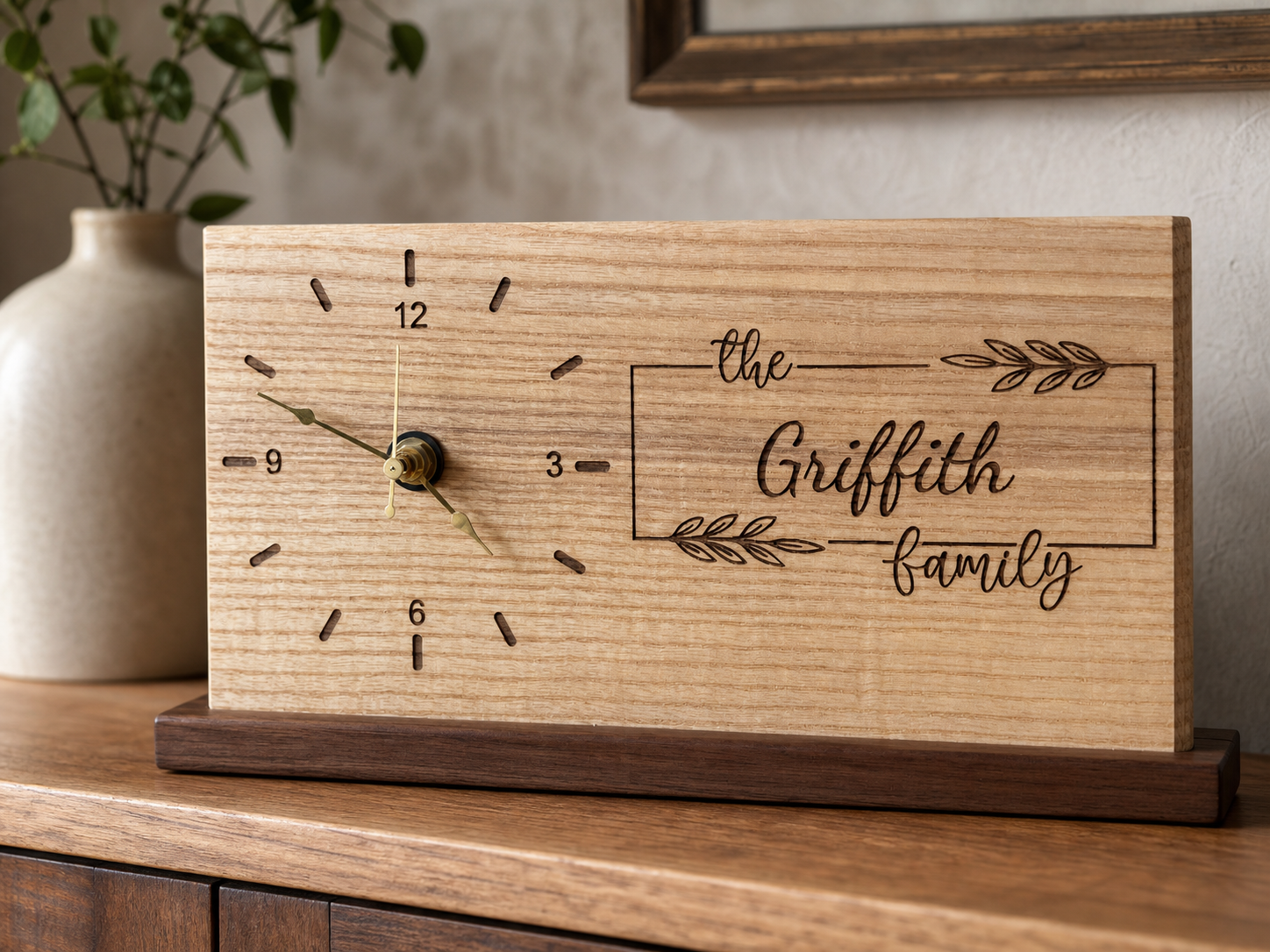 Personalized engraved family clock